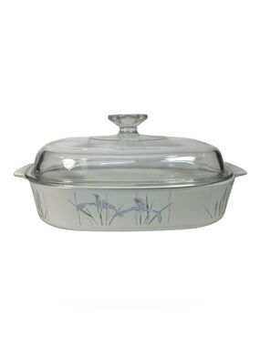 Corning Ware Shadow Iris Square Casserole 2.5 Liter A-10-B w/ Pyrex A-12-C Lid